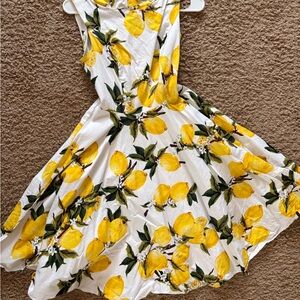 Grace Karin White and Yellow Tie Front Midi Sundress